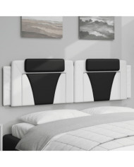 Coussin de tête de lit blanc et noir 180 cm similicuir | Mobilier & Déco