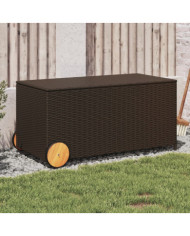 Boîte de rangement de jardin et roues marron 190L poly rotin | Mobilier & Déco