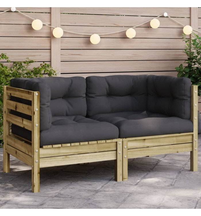 Canapé d'angle de jardin avec coussins bois de pin imprégné | Mobilier & Déco