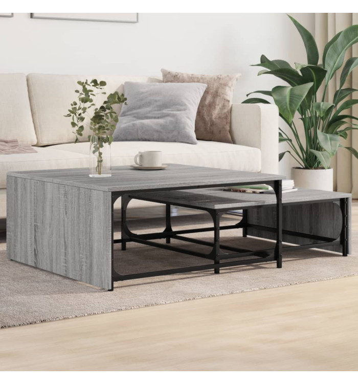 Tables basses gigognes 2pcs sonoma gris bois d'ingénierie métal | Mobilier & Déco