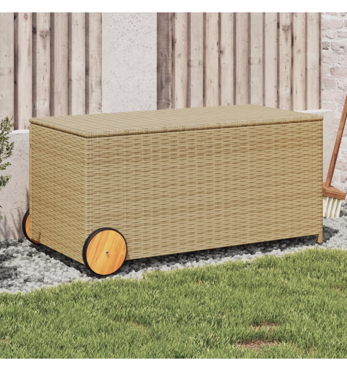 Boîte de rangement de jardin et roues mélange beige 190L rotin | Mobilier & Déco