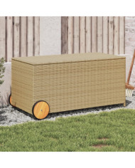 Boîte de rangement de jardin et roues mélange beige 190L rotin | Mobilier & Déco