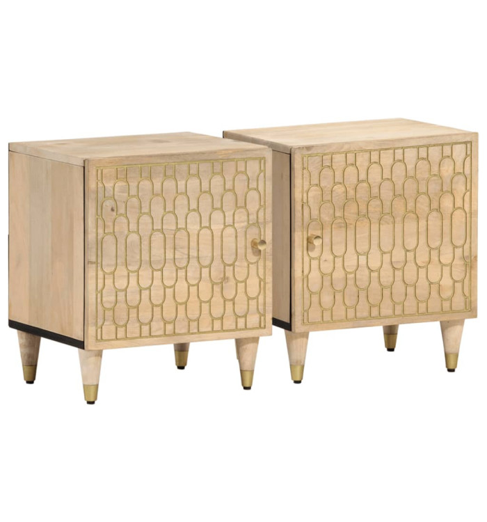 Tables de chevet 2 pcs 40x33x46 cm Bois de manguier solide | Mobilier & Déco