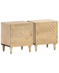 Tables de chevet 2 pcs 40x33x46 cm Bois de manguier solide | Mobilier & Déco