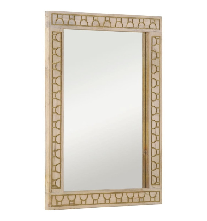 Miroir de bain 50x70x2,5 cm bois de manguier massif et verre | Mobilier & Déco