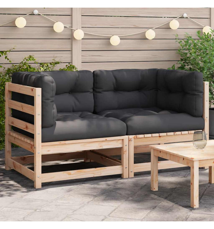Canapés d'angle de jardin et coussins 2 pcs bois de pin massif | Mobilier & Déco