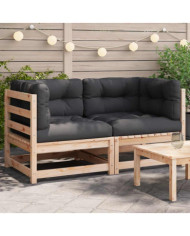 Canapés d'angle de jardin et coussins 2 pcs bois de pin massif | Mobilier & Déco