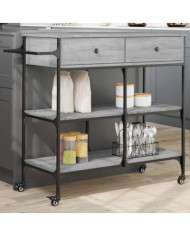 Chariot de cuisine sonoma gris 105x42x95 cm bois d'ingénierie | Mobilier & Déco