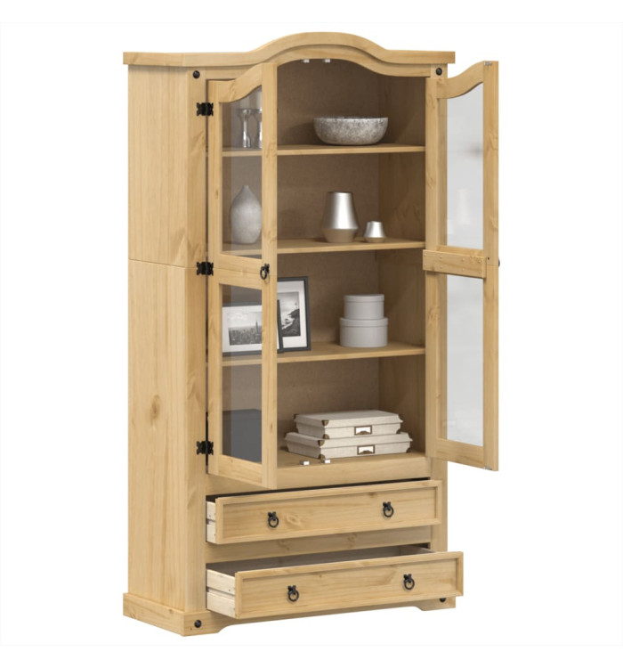 Vitrine en verre Corona 99x43x187 cm bois massif de pin | Mobilier & Déco