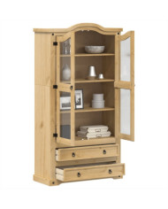 Vitrine en verre Corona 99x43x187 cm bois massif de pin | Mobilier & Déco
