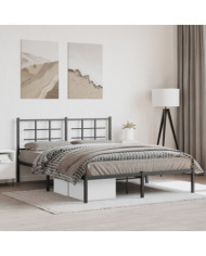 Cadre de lit métal sans matelas et tête de lit noir 160x200 cm | Mobilier & Déco