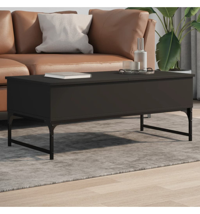 Table basse noir 100x50x40 cm bois d'ingénierie et métal | Mobilier & Déco