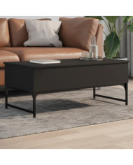 Table basse noir 100x50x40 cm bois d'ingénierie et métal | Mobilier & Déco