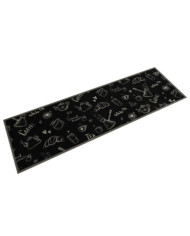 Tapis de cuisine lavable imprimé Morning noir 45x150 cm velours | Mobilier & Déco