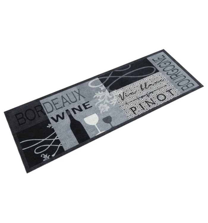 Tapis de cuisine lavable imprimé Wine gris 45x150 cm | Mobilier & Déco