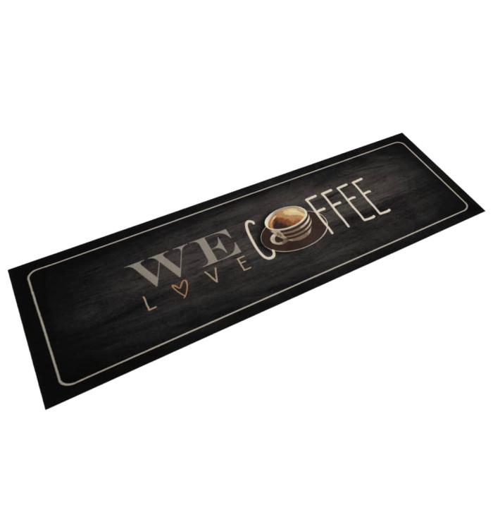 Tapis de cuisine lavable texte Coffee 45x150 cm velours | Mobilier & Déco