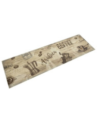 Tapis de cuisine lavable imprimé café marron 45x150 cm velours | Mobilier & Déco