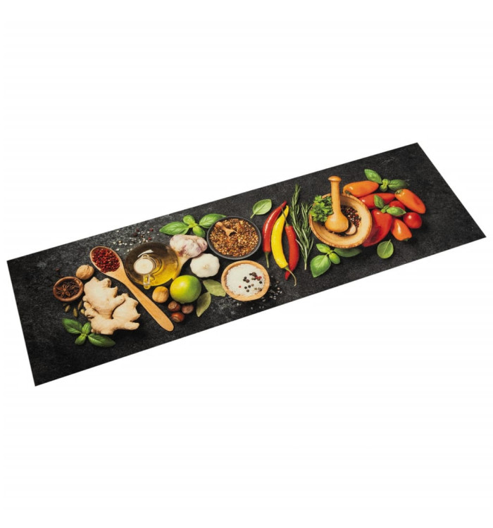 Tapis de cuisine lavable impression d'épices 45x150 cm velours | Mobilier & Déco
