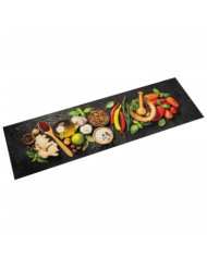 Tapis de cuisine lavable impression d'épices 45x150 cm velours | Mobilier & Déco