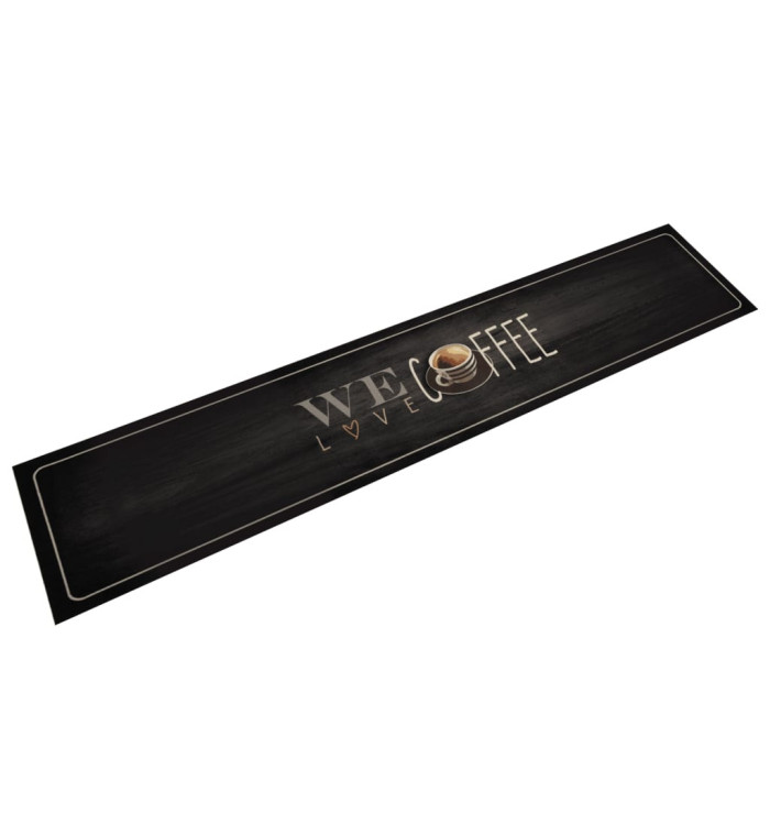 Tapis de cuisine lavable texte Coffee 60x300 cm velours | Mobilier & Déco