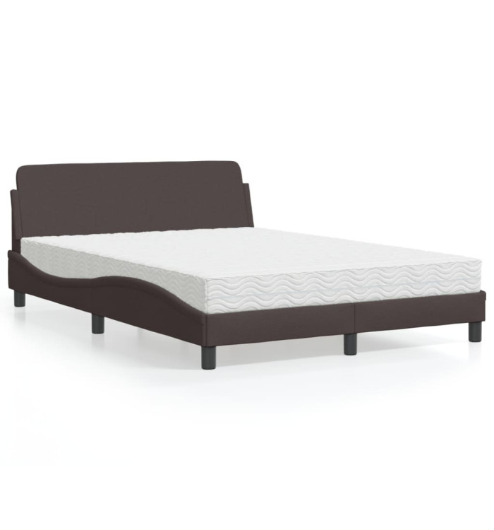 Lit avec matelas marron foncé 140x190 cm tissu | Mobilier & Déco