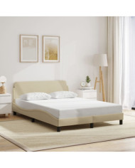 Cadre de lit sans matelas crème 140x190 cm tissu | Mobilier & Déco