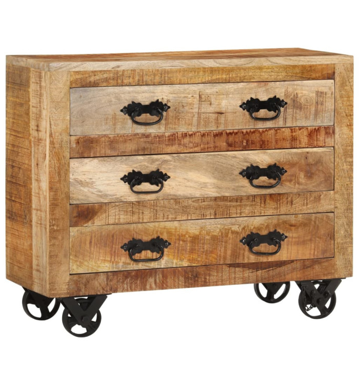 Buffet avec 3 tiroirs 80x30x65 cm bois de manguier brut massif | Mobilier & Déco