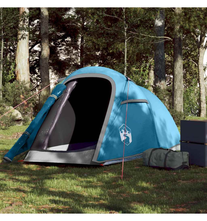 Tente de camping tunnel 2 personnes bleu imperméable | Mobilier & Déco