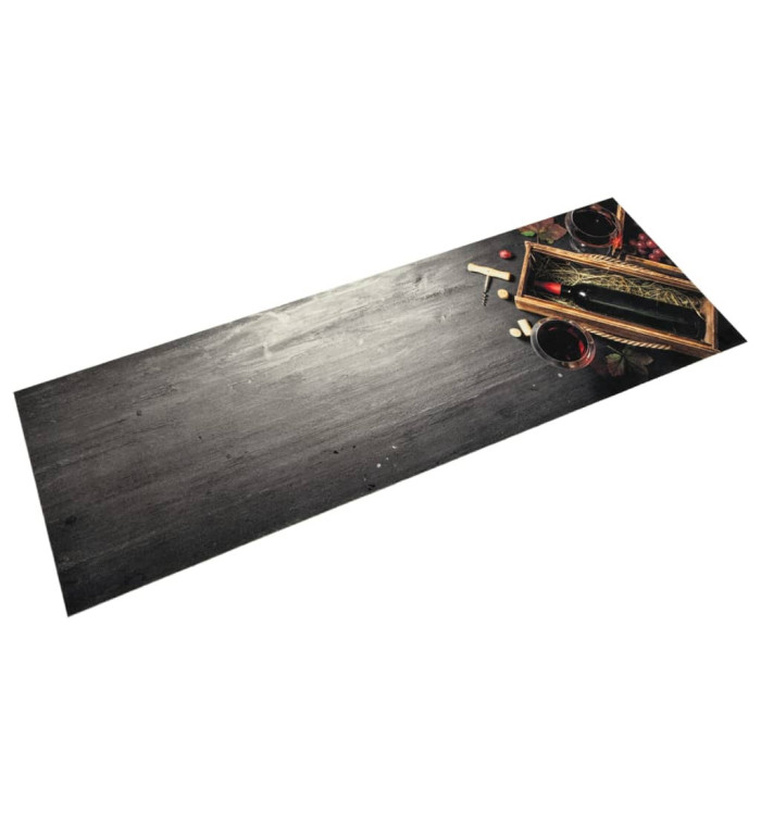 Tapis de cuisine lavable bouteille de vin 45x150 cm velours | Mobilier & Déco