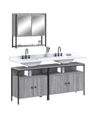 Ensemble de meubles de salle de bain 3 pcs Sonoma gris | Mobilier & Déco