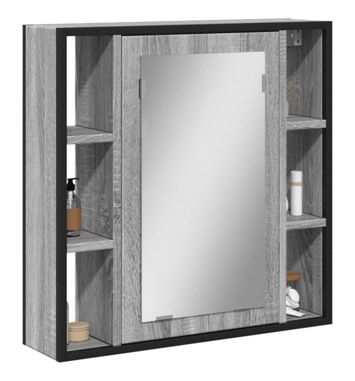 Armoire à miroir de salle de bain sonoma gris bois d’ingénierie | Mobilier & Déco