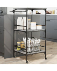 Chariot de cuisine sonoma gris 60,5x50x105 cm bois d'ingénierie | Mobilier & Déco