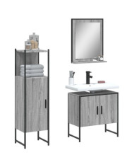 Ensemble d'armoires de salle de bain 3 pcs sonoma gris | Mobilier & Déco