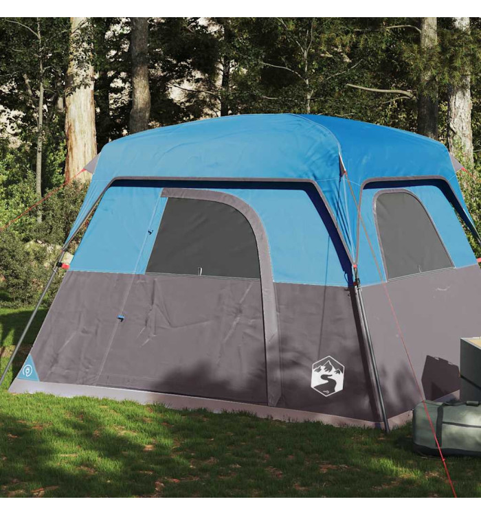 Tente de camping de cabine 4 personnes bleu imperméable | Mobilier & Déco