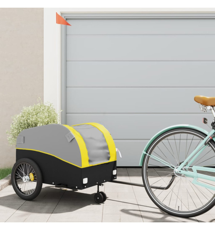 Remorque de vélo noir et jaune 45 kg fer | Mobilier & Déco