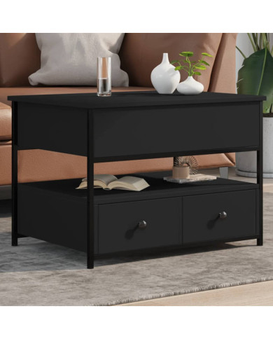 Table basse noir 70x50x50 cm bois d'ingénierie et métal | Mobilier & Déco