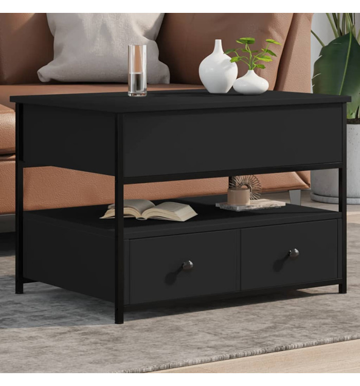 Table basse noir 70x50x50 cm bois d'ingénierie et métal | Mobilier & Déco