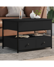 Table basse noir 70x50x50 cm bois d'ingénierie et métal | Mobilier & Déco
