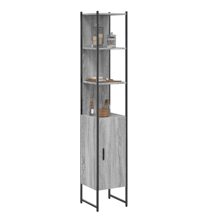 Armoire de salle de bain sonoma gris bois d'ingénierie | Mobilier & Déco