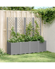 Jardinière avec treillis gris clair 160x40x140 cm PP | Mobilier & Déco