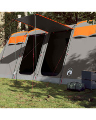 Tente familiale tunnel 8 personnes gris et orange imperméable | Mobilier & Déco