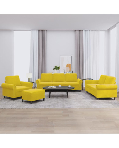 Ensemble de canapés 4 pcs avec coussins Jaune Velours | Mobilier & Déco