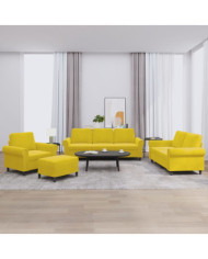 Ensemble de canapés 4 pcs avec coussins Jaune Velours | Mobilier & Déco