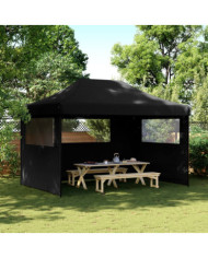 Tente de réception pliable escamotable 3 parois latérales noir | Mobilier & Déco