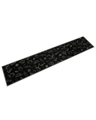 Tapis de cuisine lavable imprimé Morning noir 60x300 cm velours | Mobilier & Déco