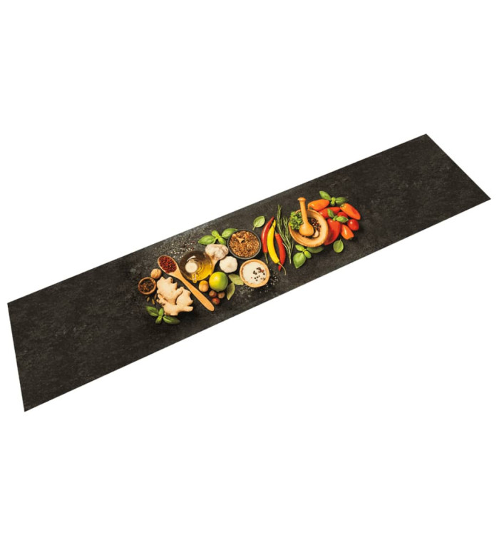 Tapis de cuisine lavable impression d'épices 60x300 cm velours | Mobilier & Déco