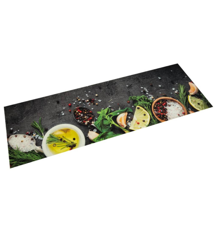 Tapis de cuisine lavable impression d'épices 60x180 cm velours | Mobilier & Déco