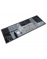 Tapis de cuisine lavable imprimé Wine gris 60x180 cm velours | Mobilier & Déco
