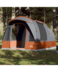 Tente de camping tunnel 3 personnes gris et orange imperméable | Mobilier & Déco
