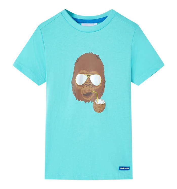 T-shirt pour enfants avec manches courtes aqua 140 | Mobilier & Déco